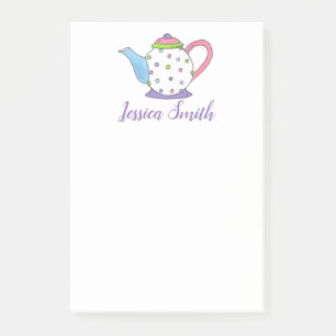 Pastel Polka Dot Teapot Tee Party Gift Post Post-it Klebezettel