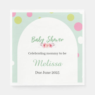 Pastel polka dots Babydusche Serviette