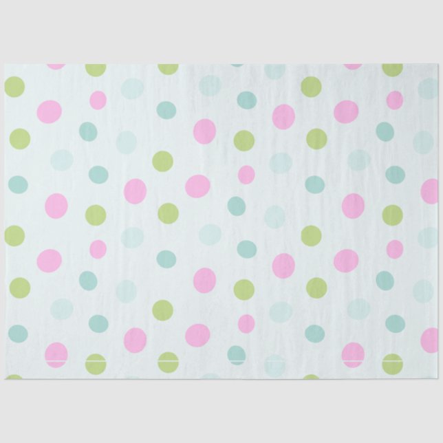 Pastel Polka Dots Blue Green Pink Weihnachten Seidenpapier (Vorderseite)