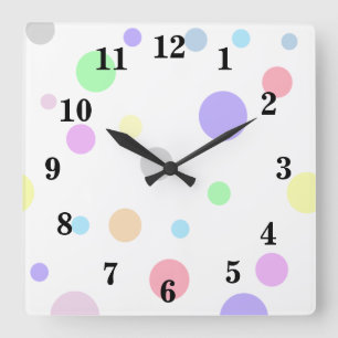 Pastel Polka Dots Pattern Quadratische Wanduhr