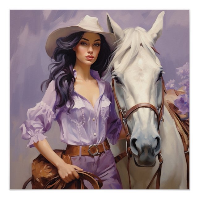 Pastel Ponies: Cowgirl Wall Art Poster (Vorderseite)