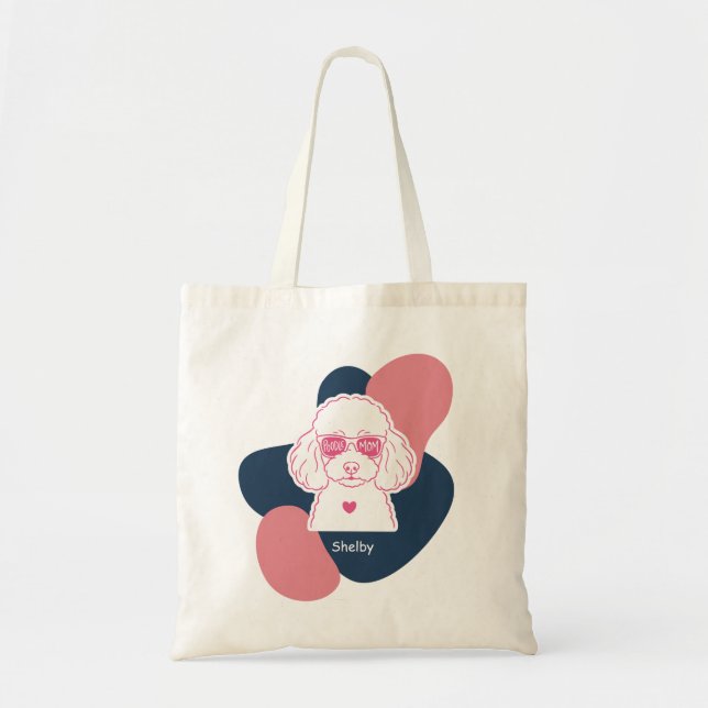 Pastel Poodle Mom Custom Name Tote Bag (Devant)