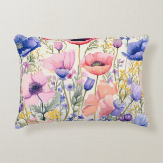 Pastel Poppies Bloom Accent Coussin