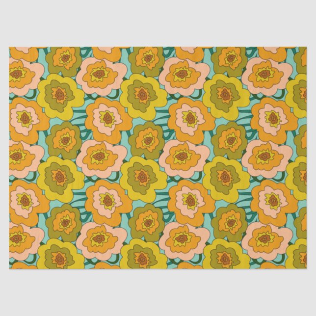 Pastel Poppies Tissue Wrapping Paper Seidenpapier (Vorderseite)