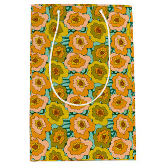 Pastel Poppies Wrapping Paper Bag Mittlere Geschenktüte