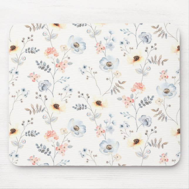 Pastel Poppy Blumengartenmuster Mousepad (Vorne)