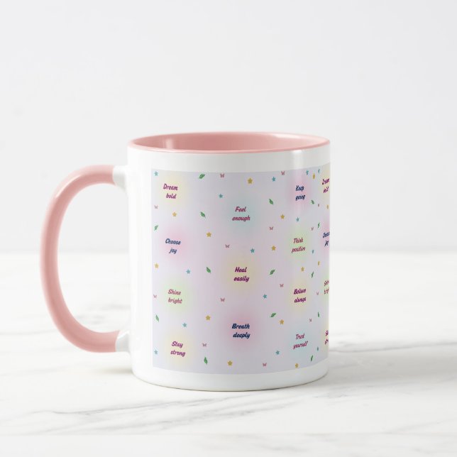 Pastel Positive Affirmations Pattern Tasse (Links)