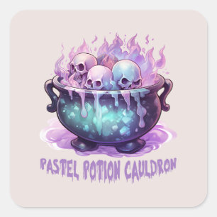 Pastel Potion Cauldron Quadratischer Aufkleber