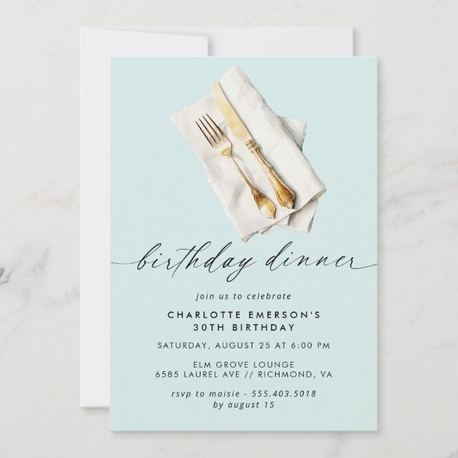 Pastel Powder Blue | Niedliches Script zum Geburts Einladung (Vorderseite)