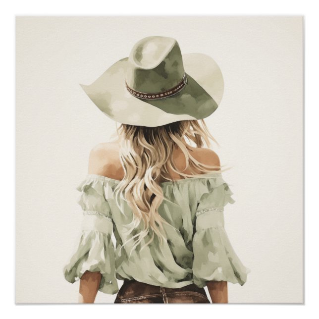 Pastel Prairies: Cowgirl Wall Art Poster (Vorderseite)