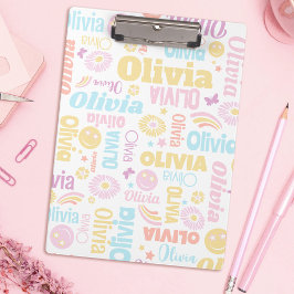 Pastel preppy smilie Gesichter Star individuelle N Klemmbrett
