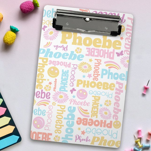 Pastel Preppy Smilie Gesichter Star individuelle N Mini Klemmbrett (Von Creator hochgeladen)