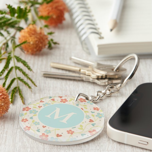 Pastel Pretty Spring Motif Floral Monogramme (Devant droit)