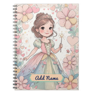 Pastel Princess Notebook - Editierbarer Name Notizblock