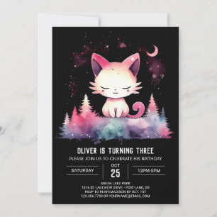 Pastel Printable Cat Birthday Einladung