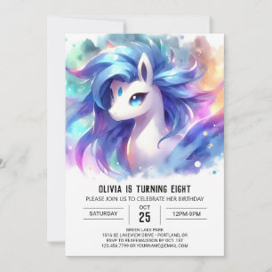 Pastel Printable Horse Birthday Einladung