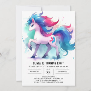 Pastel Printable Horse Birthday Einladung