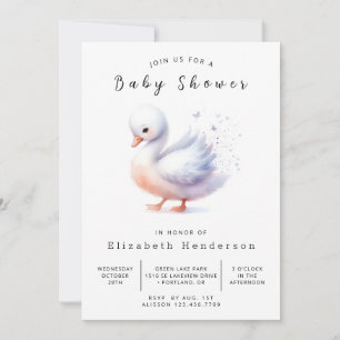 Pastel Printable Swan Babydusche Einladung