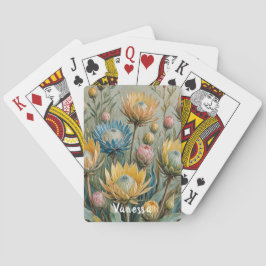 Pastel Protea Traumhaft: Elegante Blumen Spielkarten