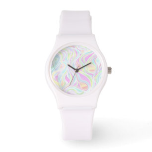 Pastel Psychedelic, gestanztes Glas Abstrakt Armbanduhr