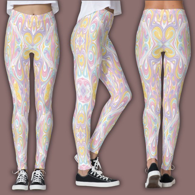 Pastel Psychedelic Pattern | Groovy Liquid Marble  Leggings (Von Creator hochgeladen)