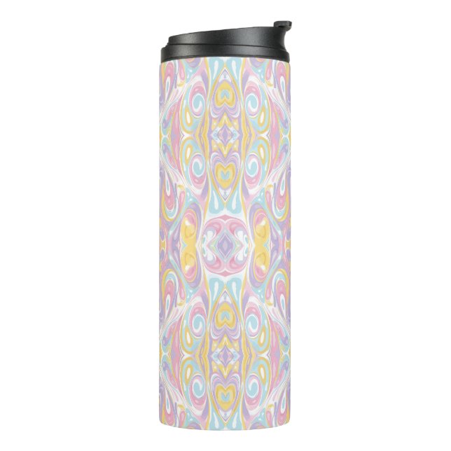 Pastel Psychedelic Pattern | Groovy Liquid Marble Thermosbecher (Nach links gedreht)