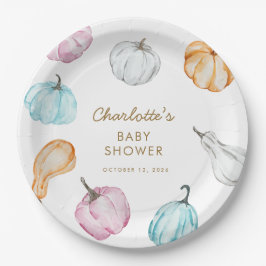 Pastel Pumpkin Gender Neutral Fall Baby Shower Pappteller