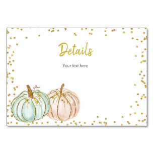 Pastel Pumpkin Gender Reveal Unterkunft Details Tischnummer