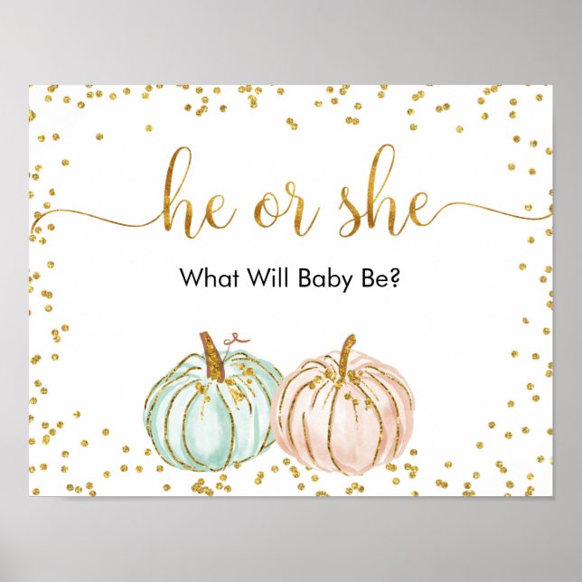 Pastel Pumpkin Gender Reveal Welcome Poster (Vorne)