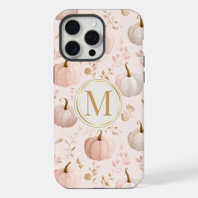 Pastel Pumpkin Monogram - Personalisiert Initial iPhone 15 Pro Max Hülle (Rückseite)