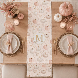 Pastel Pumpkin Monogram - Personalisiert Initial Kurzer Tischläufer
