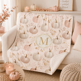 Pastel Pumpkin Monogram - Personalisiert Initial Sherpadecke