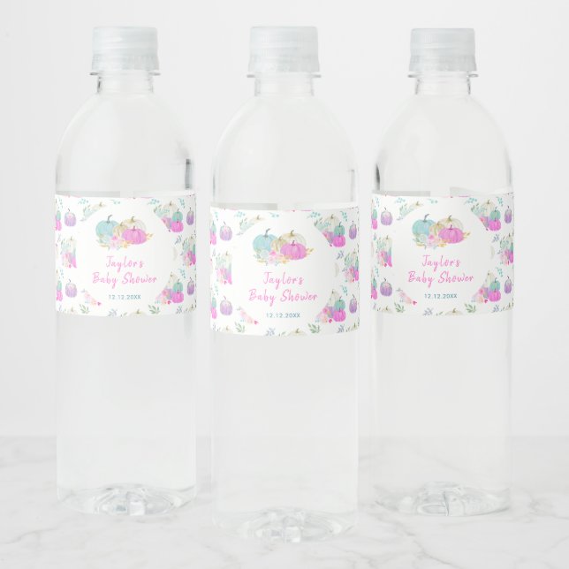 Pastel Pumpkins Floral Baby Dusche (Flaschen)