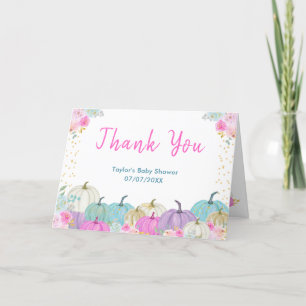 Pastel Pumpkins Floral Baby Dusche Dankeskarte