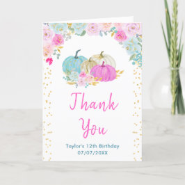 Pastel Pumpkins Floral Birthday Party Dankeskarte