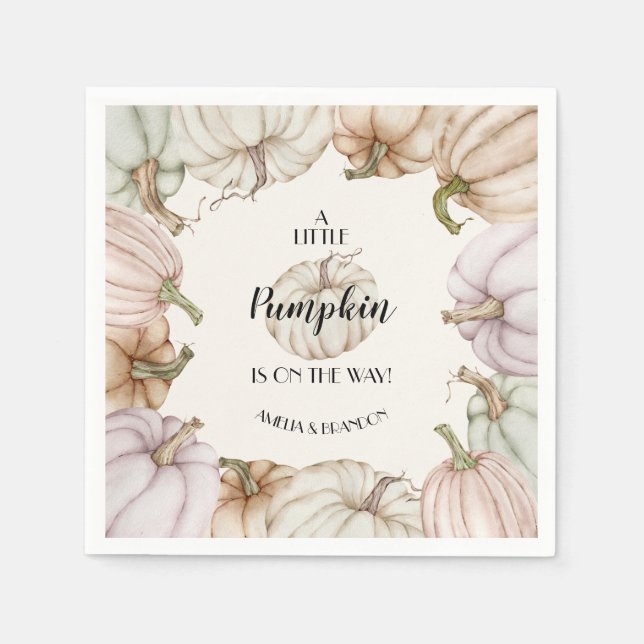 Pastel Pumpkins Neutral Baby Dusche Serviette (Vorderseite)