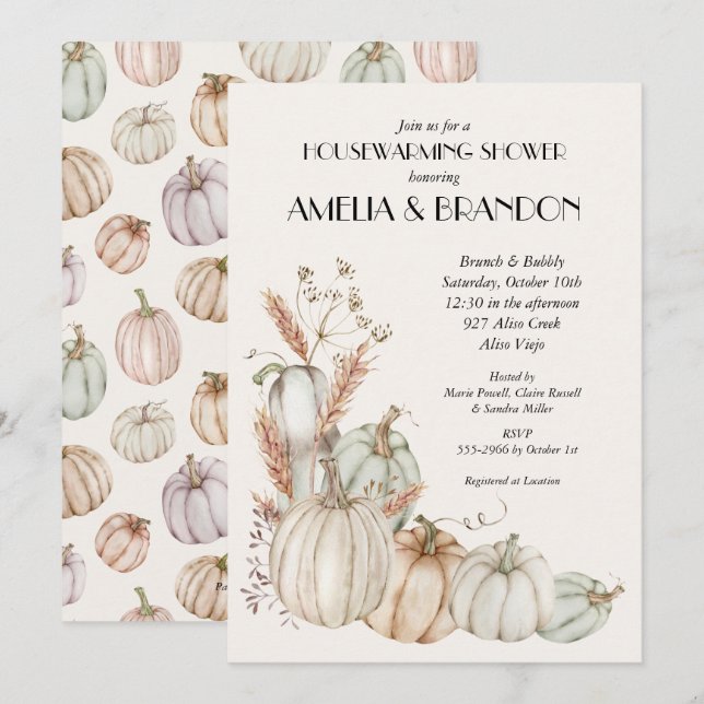 Pastel Pumpkins Paare Dusche fallen Einladungen (Vorne/Hinten)