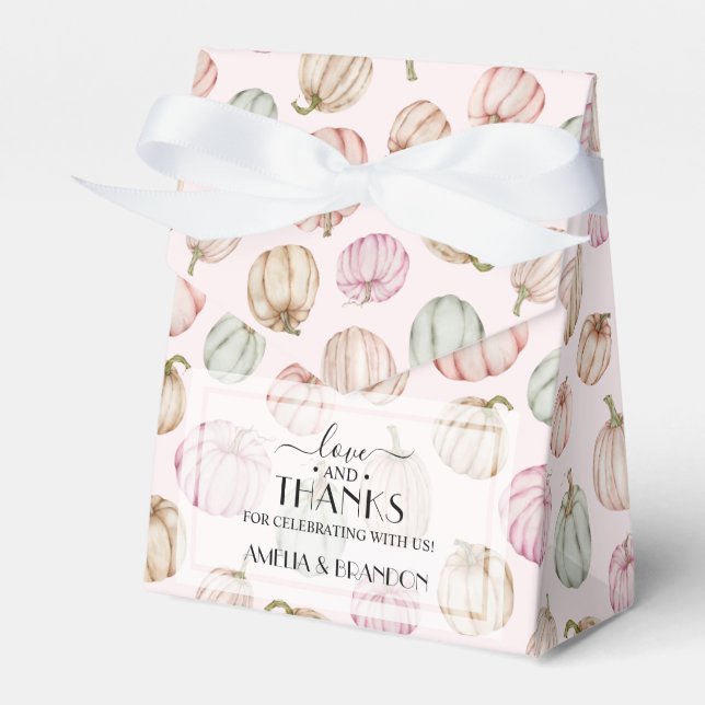 Pastel Pumpkins Pink Girl Babydusche Geschenkschachtel (Vorderseite)