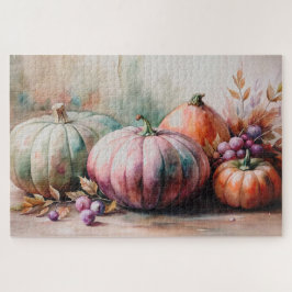 Pastel Pumpkins Wasserfarbe, Herbst Ernte Kunst