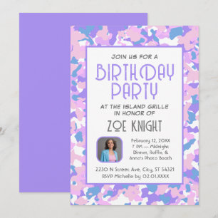 Pastel Purple Confetti Invitation de fête d'annive