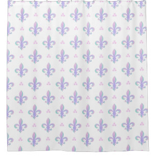 Pastel Purple Fleur De Lis Douche Rideau