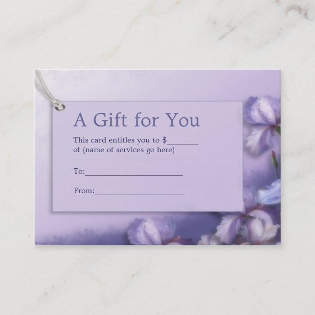 Pastel Purple Iris Floral Certificat Cadeau (Devant)