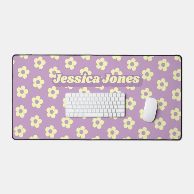 Pastel Purple Jaune Cute Daisy Nom Rétro (Clavier et souris)