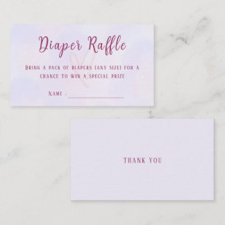 Pastel Purple Pink Baby Shower Diaper Raffle Begleitkarte