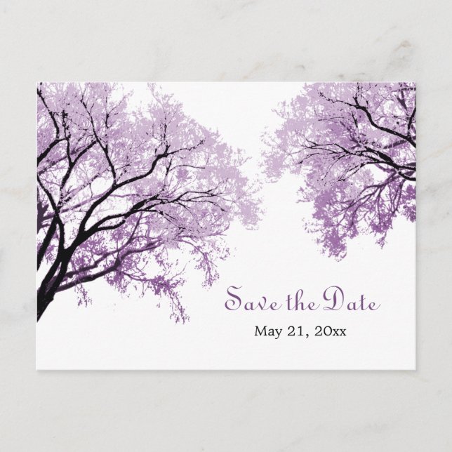 Pastel Purple Trees - Enregistrer la date Carte po (Devant)