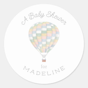 Pastel Quilt Hot Air Ballon Babydusche Runder Aufkleber