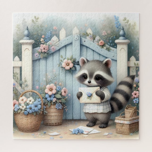 Pastel Raccoon Letter Garden (Vertikal)