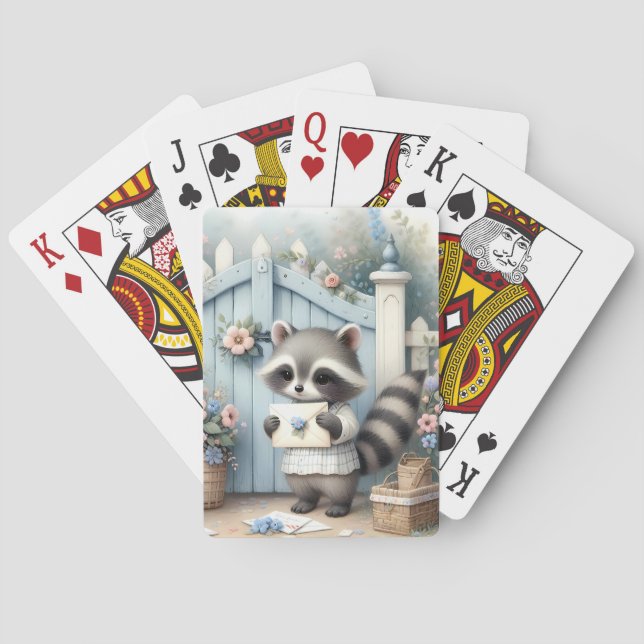 Pastel Raccoon Letter Garden Spielkarten (Rückseite)