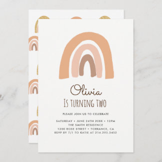 Pastel Rainbow 2e Anniversaire Cartes d'invitation