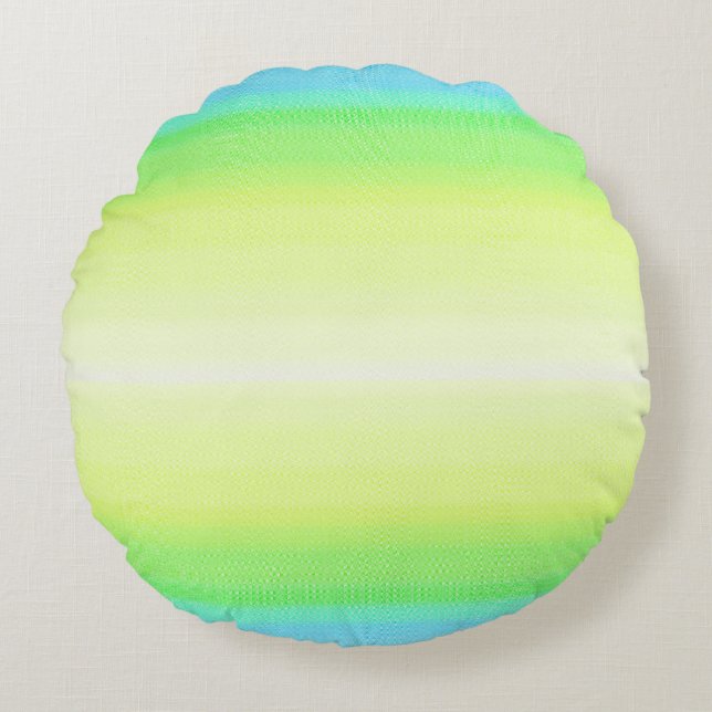 Pastel Rainbow Abstrakt Gradient Ombre Rundes Kissen (Vorderseite)